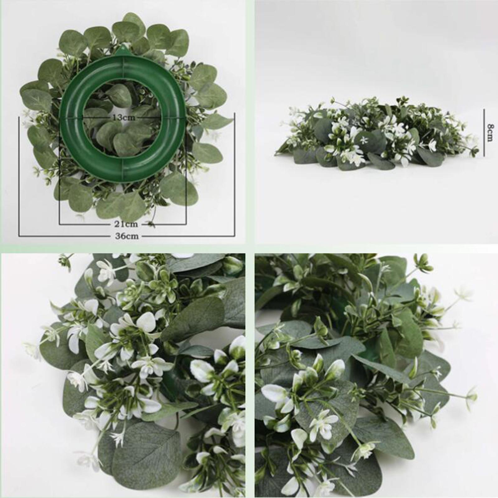 Artificial Wreath Large Green Leaf Wreath Garland Decoration Durable Front Door Eucalyptus Wreath for Garden Patio