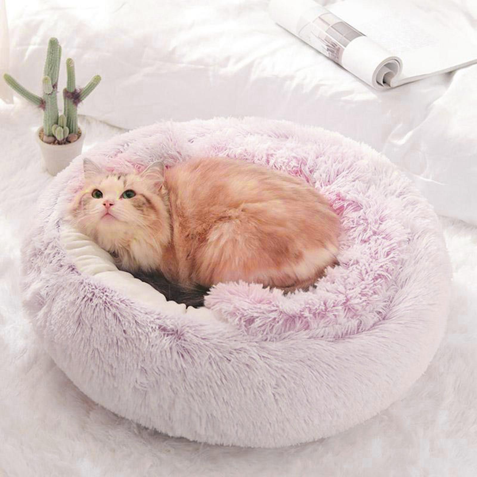 Pet Kennel Bed Round Nest Sleeping Pink 40cm