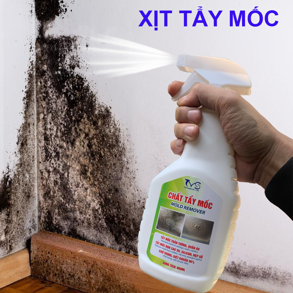 Bình xịt tẩy mốc tường TVS-600ml, tẩy mốc tường, ron cao su, nẹp gỗ, trần, tường, quần áo, trên mọi chất liệu