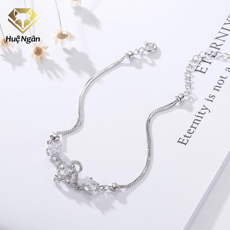 Lắc tay bạc Ý S925 Huệ Ngân - Cỏ bốn lá may mắn dây hộp RYB140087