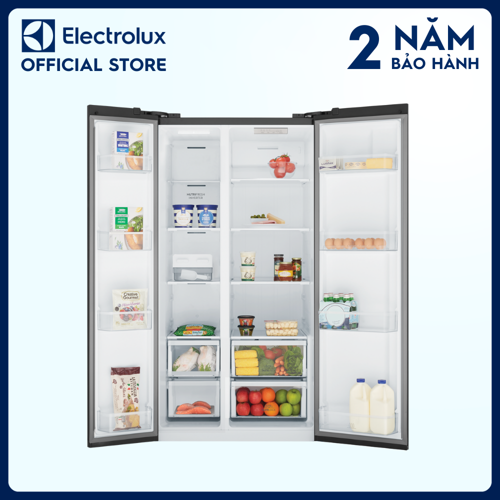 Tủ lạnh Electrolux Inverter UltimateTaste 700 Side by side 624 lít - ESE6600A-AVN - Thực phẩm tươi ngon lâu hơn, cấp đông nhanh chóng, khử mùi diệt khuẩn, tiết kiệm điện tối đa