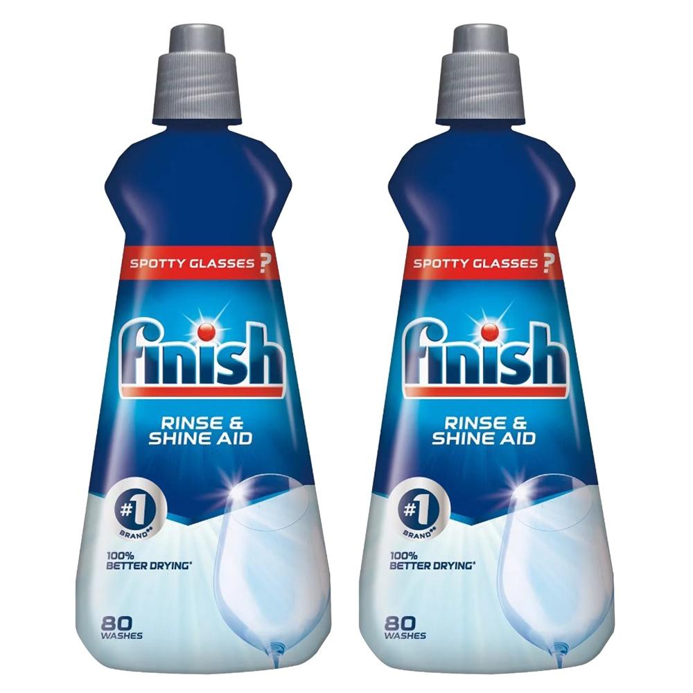 Combo 2 chai nước làm bóng và khô bát, đĩa Finish nhập khẩu Châu Âu Dishwasher Rinse &amp; Shine Aid Regular 400ml (2x400ml)