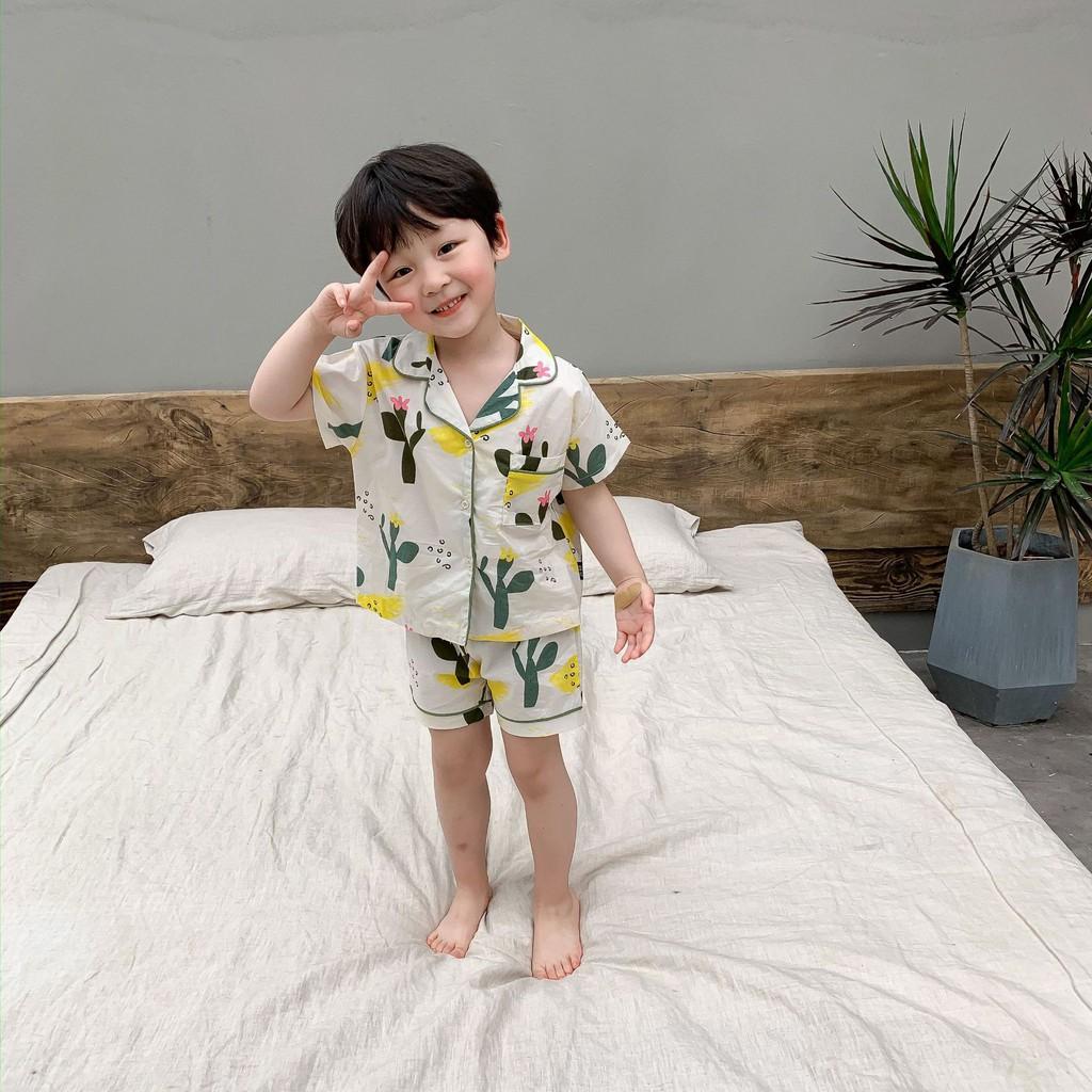 Set ngủ pijama ngắn họa tiết xương rồng cho bé A346