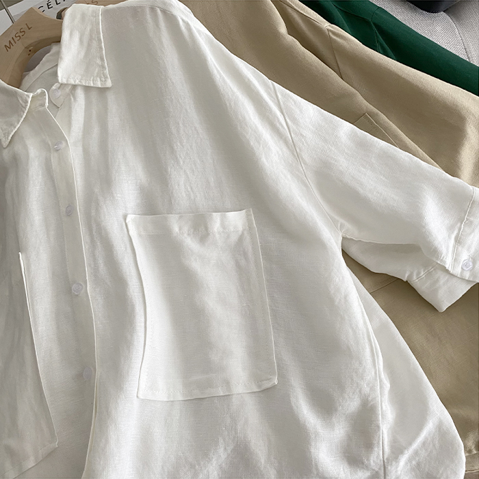 Áo sơ mi nữ dài tay form rộng linen Đũi Việt thiết kế basic trẻ trung năng động