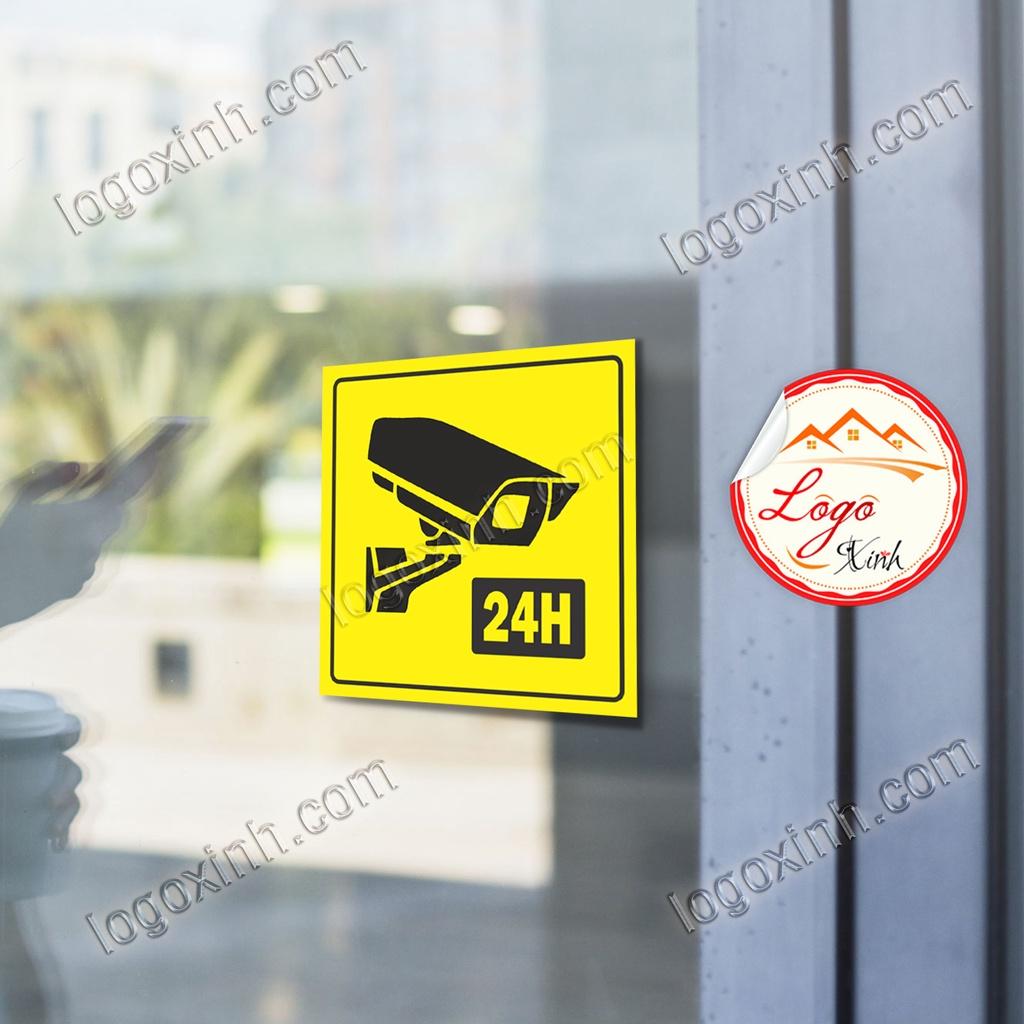 LOGO TEM STICKER BIỂU TƯỢNG CẢNH BÁO KHU VỰC CÓ CAMERA GIÁM SÁT - CCTV 24H