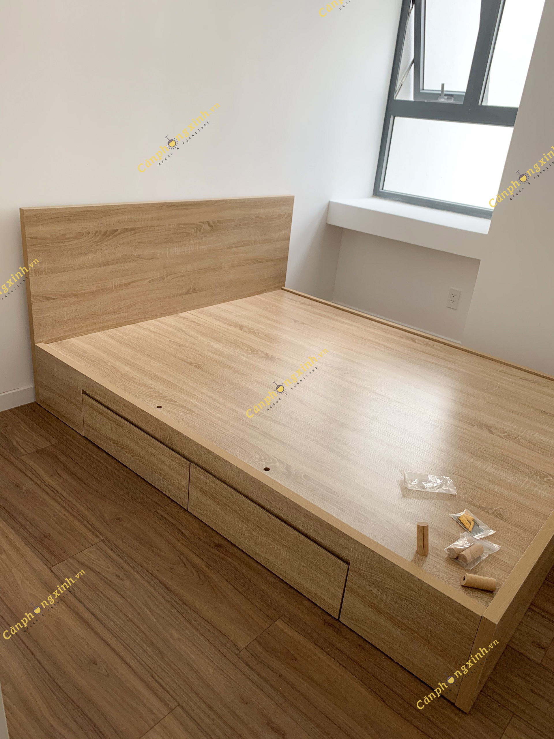 Giường ngủ gỗ cn MDF 2 hộc kéo CPX-G27