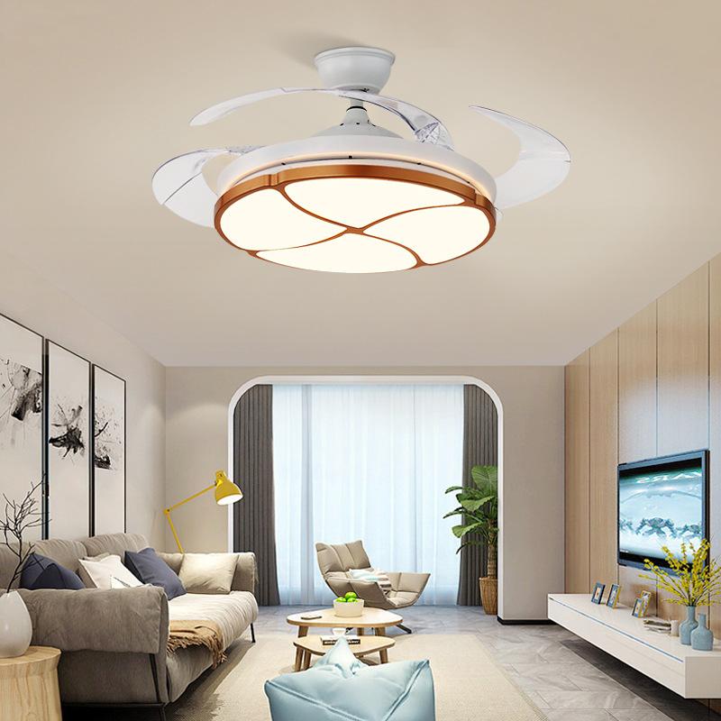 Giá thấp nhất Quạt chiếu sáng Qilang đèn phòng khách phòng ngủ quạt trần đèn chiếu sáng nhà hiện đại đèn điều khiển từ xa đèn quạt vô hình
