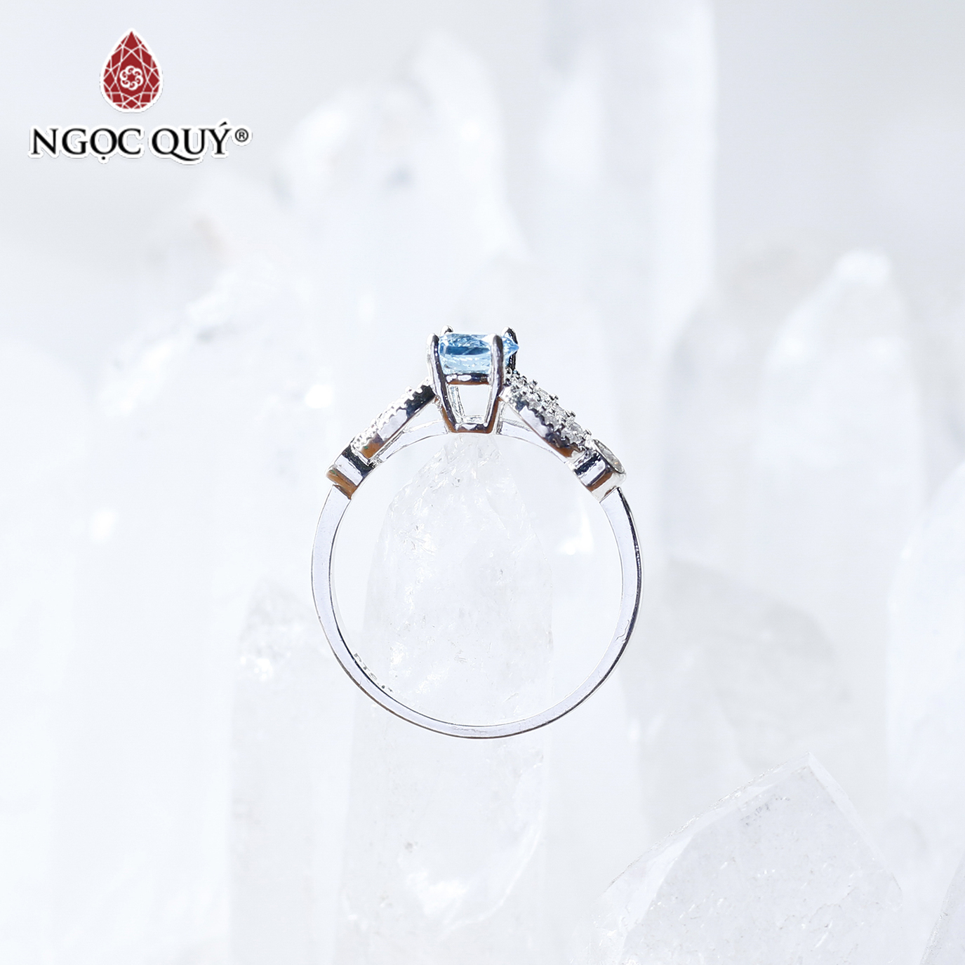 Nhẫn bạc nữ đá Topaz mệnh thủy, mộc - Ngọc Quý Gemstones