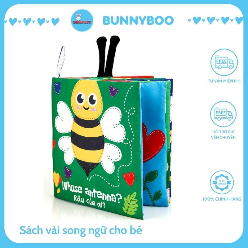 Sách vải cho bé đồ chơi giáo dục song ngữ Anh Việt chủ đề động vật giúp bé phát triển sớm nhận thức BUNNYBOO