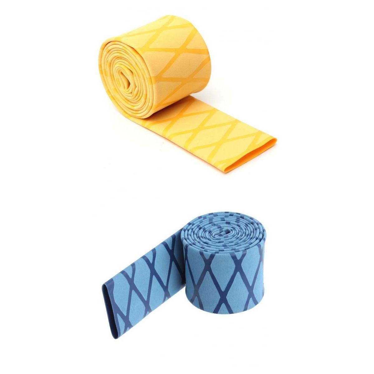2x Non Slip Heat Shrink Tubing Grip Fish Tackle Rod Racket Wrap Yellow Blue Used in High-end Fishing Tackles
