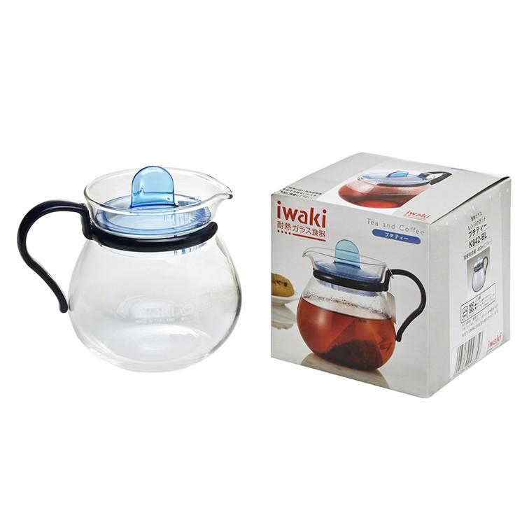 Bình trà thủy tinh Iwaki 400ml - xanh dương