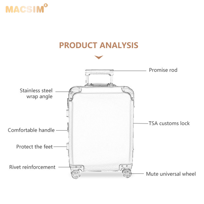 Vali du lịch cao cấp hợp kim nhôm nguyên khối MS1318 Macsim màu đen cỡ 24inches