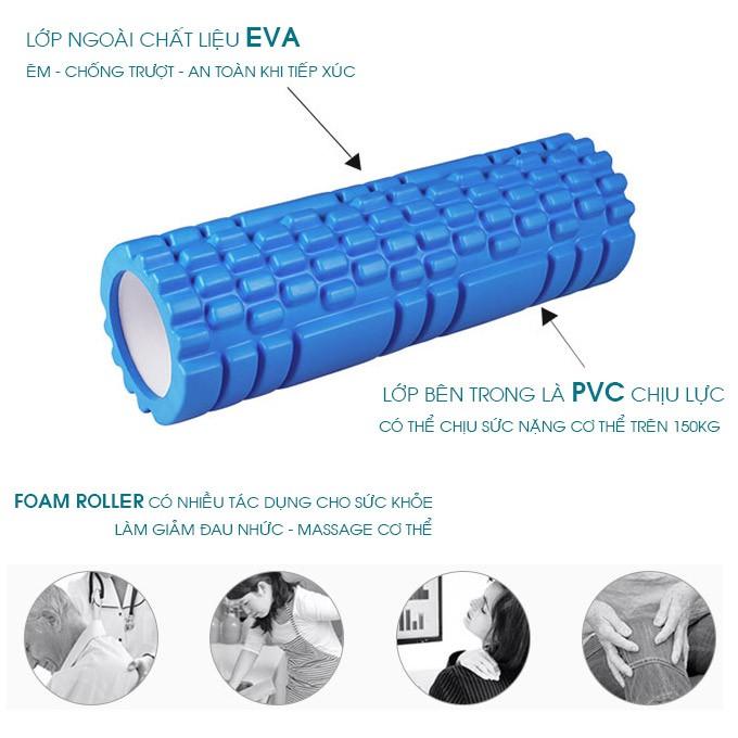 Con lăn massage Foam Roller tập Yoga Giúp Giãn Cơ Bắp