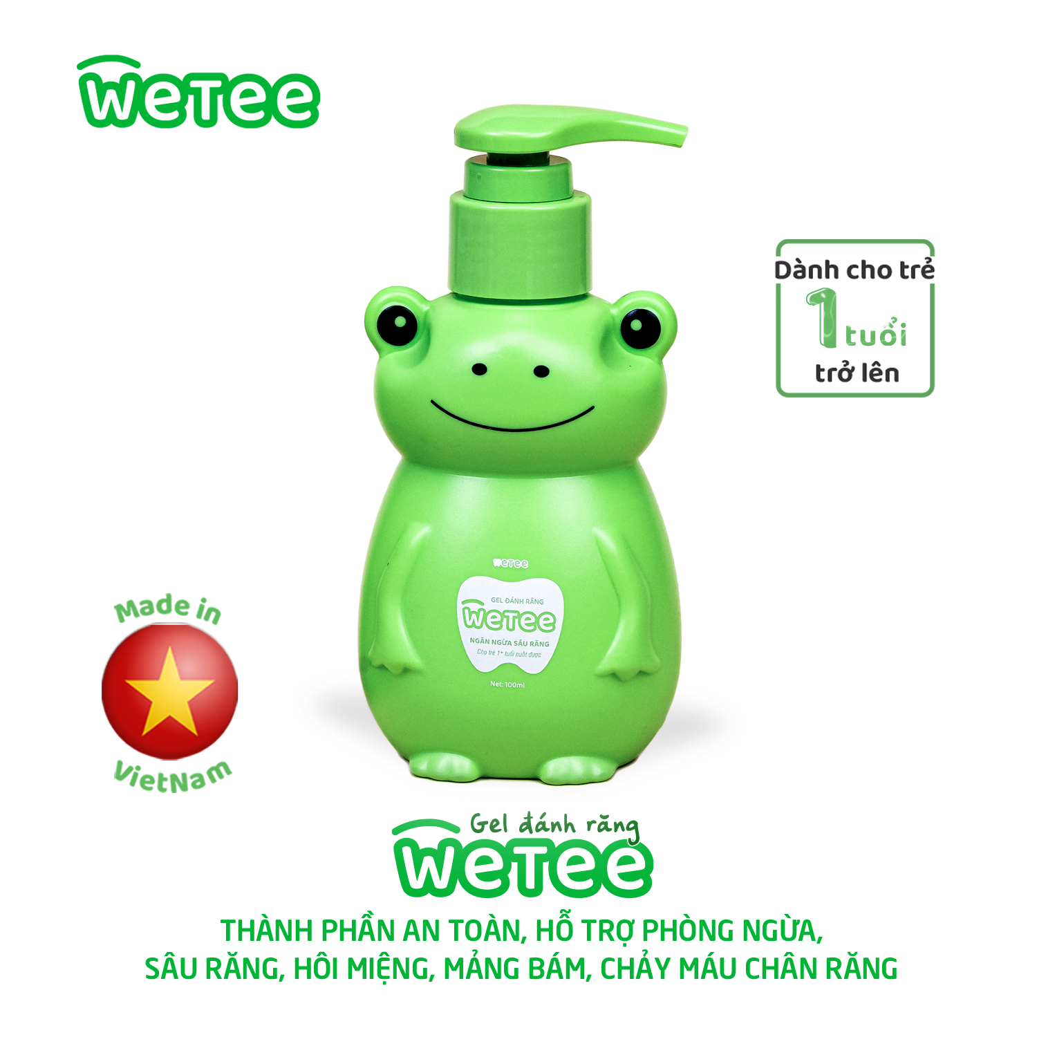 Gel Đánh Răng Wetee Cho Bé 100ml, Thiết Kế Dễ Thương