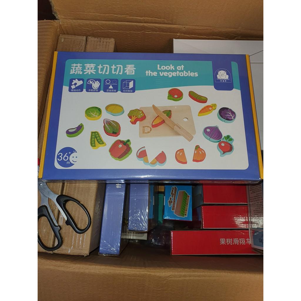 Đồ chơi Cắt Hoa Quả Bằng Gỗ Kèm Hộp Xịn Xò Cho Bé