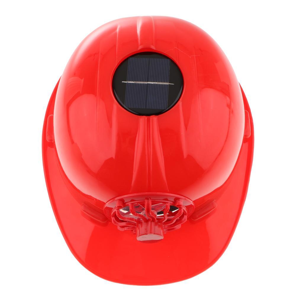 Pack of 2Pcs Solar Powered Lightweight Work Helmet Head Protection Hard Hat with Cooling Fan Red / Yellow