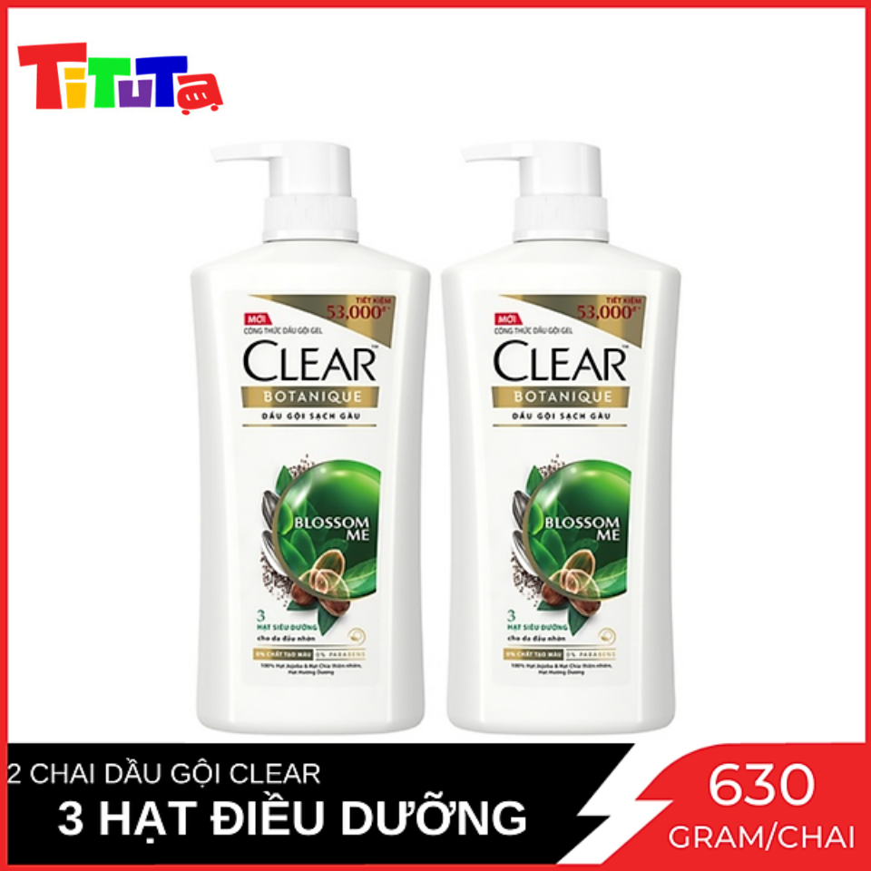 Combo 2 Chai Dầu Gội Sạch Gàu Clear 3 Hạt Siêu Dưỡng Chai 630g x2