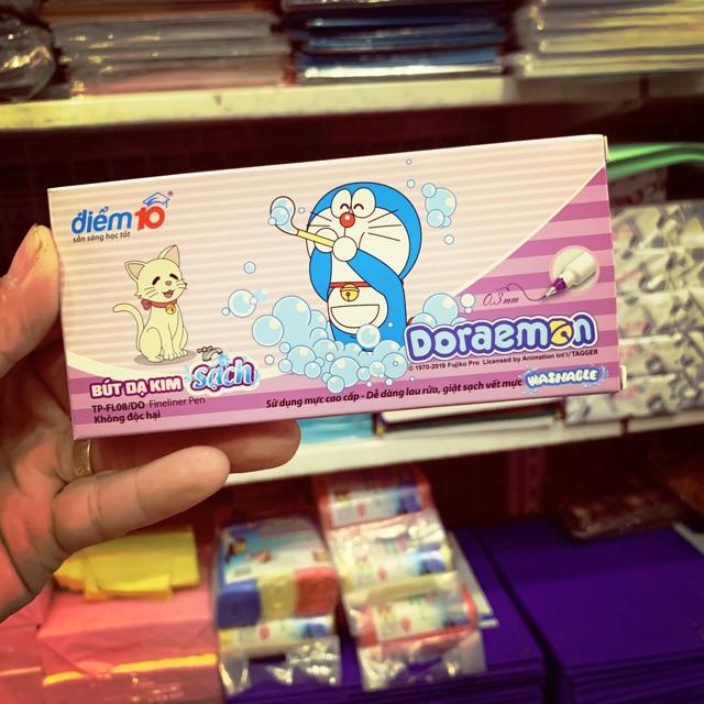 Bút lông kim Doraemon Điểm 10 TP-FL08/DO mực Tím hộp 10 cây