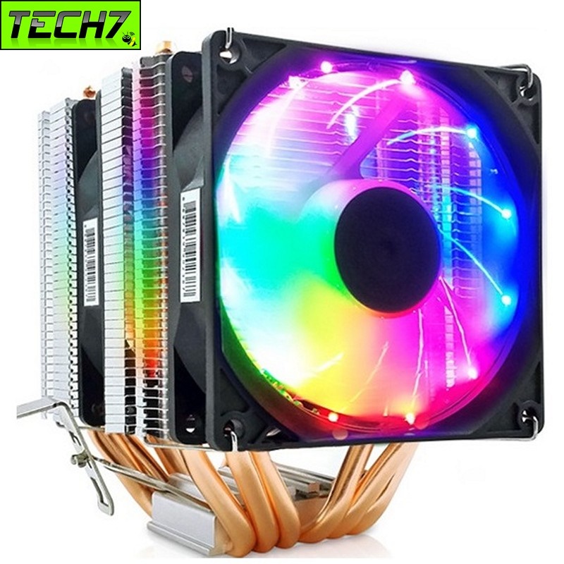 Quạt tản nhiệt CPU Led rainbow 6 ống đồng MX6 lõi đồng nguyên chất cho máy tính hàng nhập khẩu