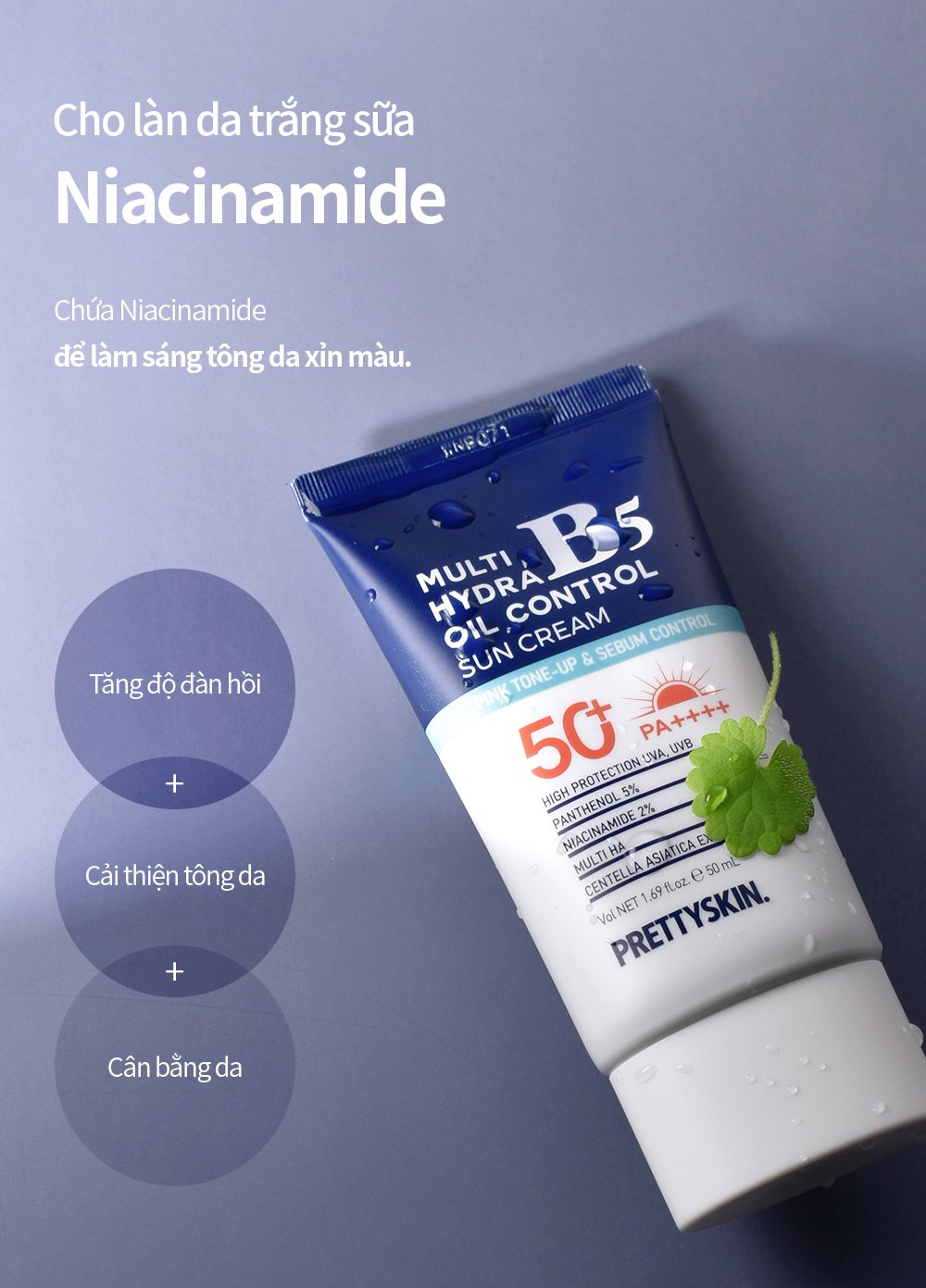 Kem chống nắng nâng tông, kiểm soát dầu nhờn Pretty Skin Multi Hydra B5 Exosome Oil Control Sun Cream Hàn Quốc 50ml