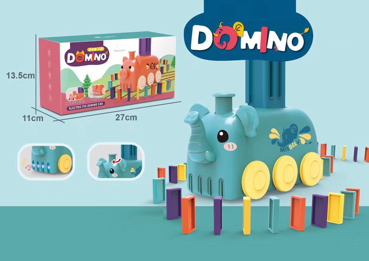 Bộ đồ chơi Xe Điện Hình Thú Thả Domino Có Nhạc Có Đèn