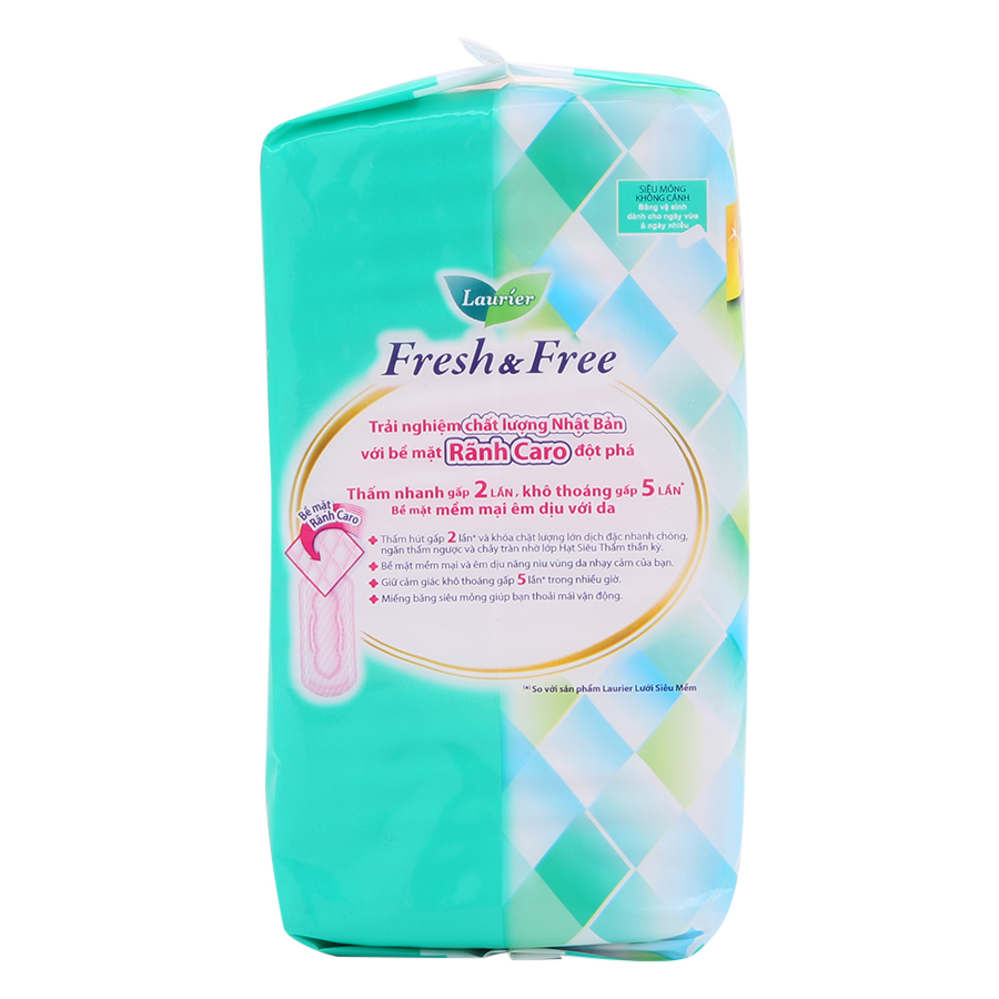 Combo 3 Băng Vệ Sinh Laurier Fresh &amp; Free Siêu Mỏng Không Cánh - 20 Miếng