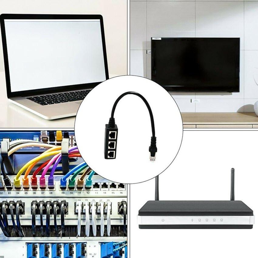 Cáp Chia Cổng Mạng Lan Rj45 1 Đầu Đực Sang 3 Đầu Cái