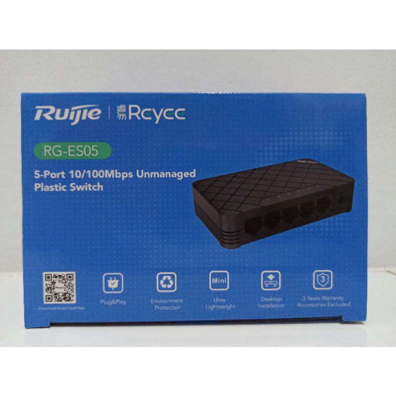 Switch chia mạng Ruijie RG-ES05 ES05 5 cổng 100, 5port ( Hàng chính hãng 3 năm)