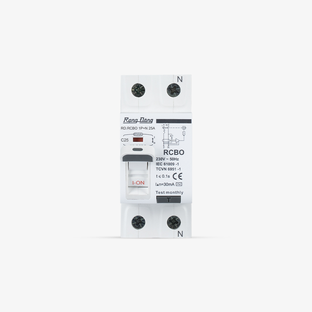 Aptomat chống giật Rạng Đông Model: RD.RCBO 1P+N 25A tích hợp 3 tính năng trong 1- Hàng Chính Hãng