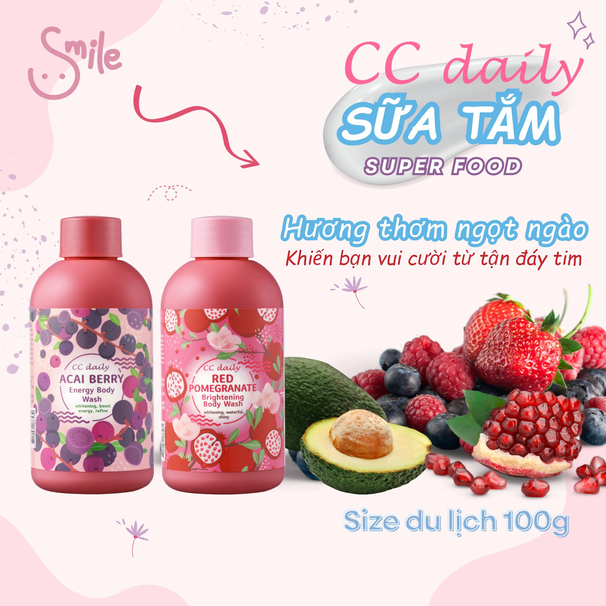 Sữa tắm trái cây CC Daily chiết xuất Lựu Đỏ CC Daily Red Pomegranate Brightening Body Wash