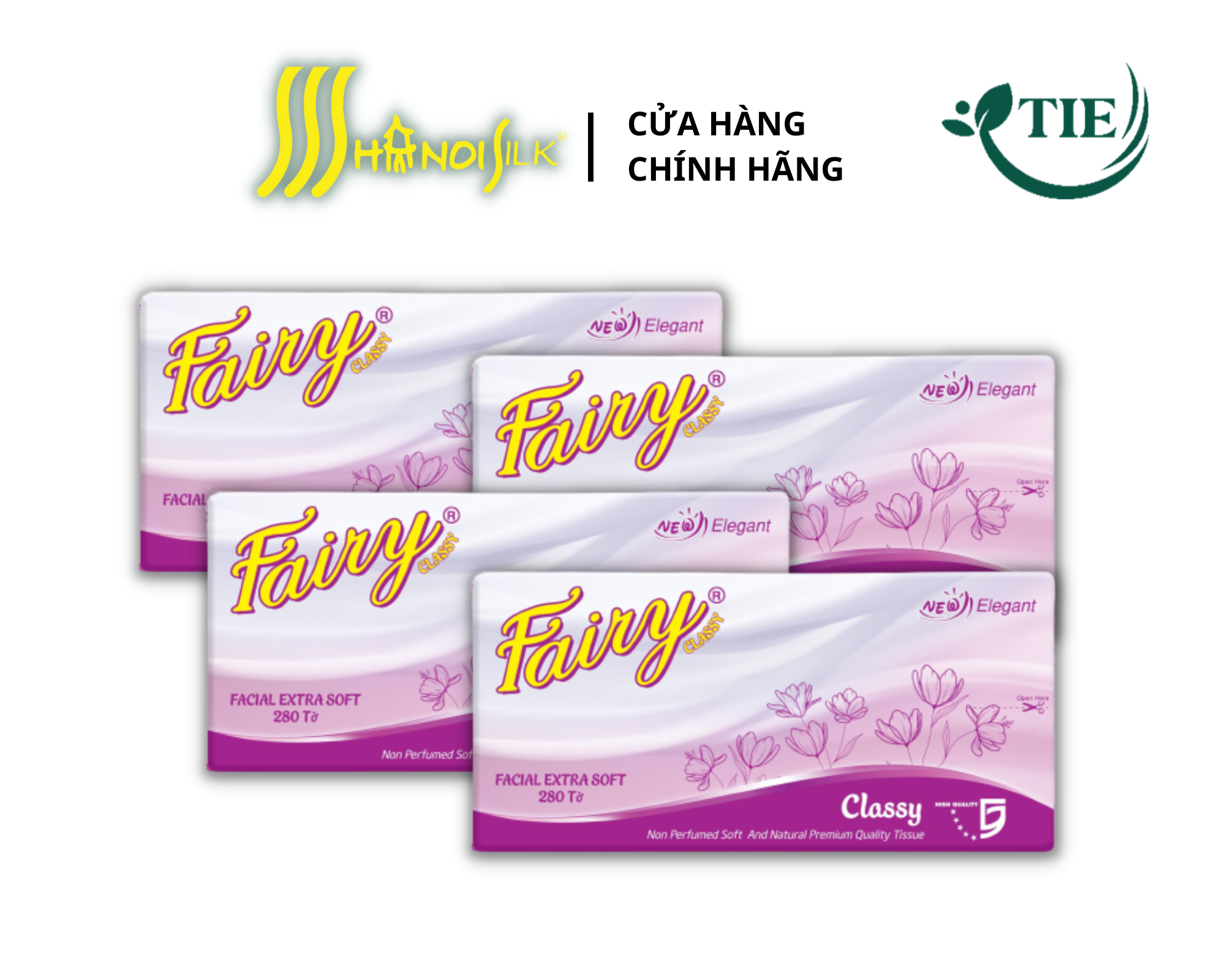 Combo 4 gói Khăn giấy rút lụa Fairy Classy 280 tờ