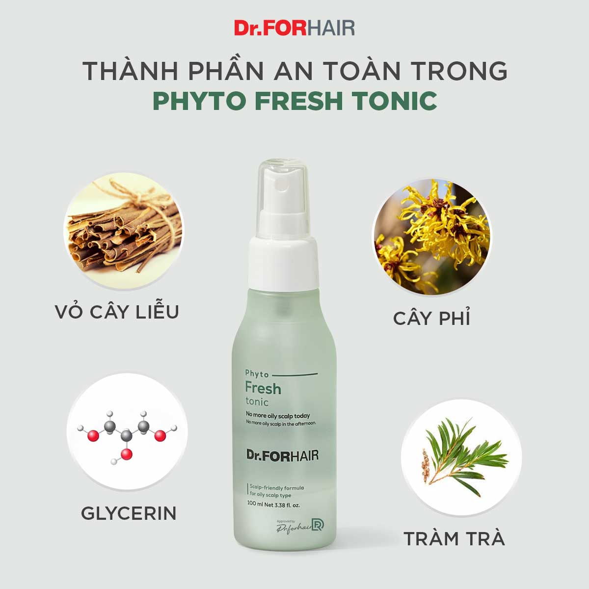 Tinh chất xịt dưỡng tóc cho tóc bết giảm dầu nhờn và mùi hôi da đầu Dr.FORHAIR Phyto Fresh Tonic 100ml