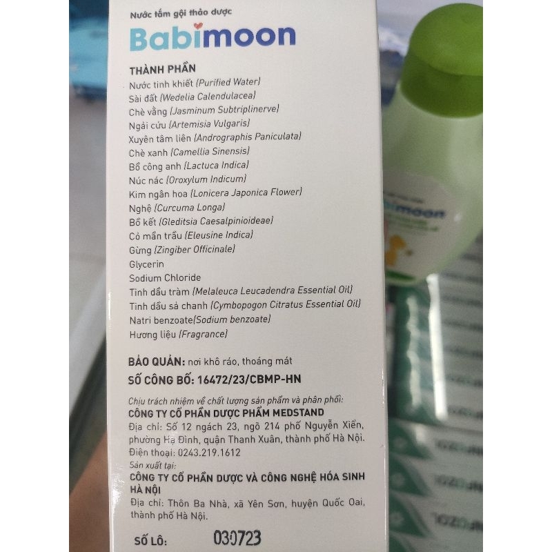 Nước Tắm Gội Thảo Dược BABIMOON Medstand Chai 250ml phòng rôm sảy mẩn ngứa, ngừa cảm lạnh cho bé