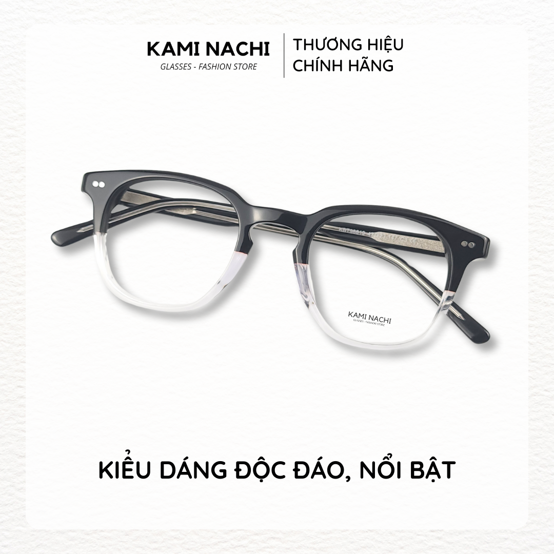 Gọng kính Acetate dáng tròn, có tròng chống Ánh Sáng Xanh KAMI NACHI phong cách hiện đại AD - KBT98613