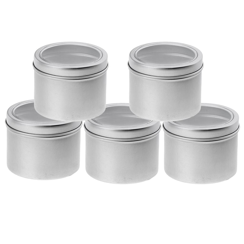 5Pcs Aluminum Tin Storage Pot Candles Salves Containers Screw Lid 100ml