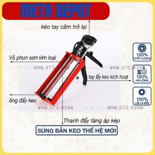 Súng Sắt Bắn Keo Chít Mạch 2 Thành Phần Loại Đúp Chuyên Dụng ( chỉ sử dụng cho thi công keo chít mSắt