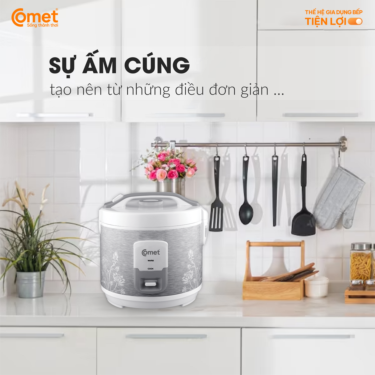Nồi cơm điện nắp rời Comet CM8009 dung tích 1.2L – Thiết kế nhỏ gọn, mâm nhiệt rộng, dễ sử dụng – Bảo hành 12 tháng - Hàng chính hãng