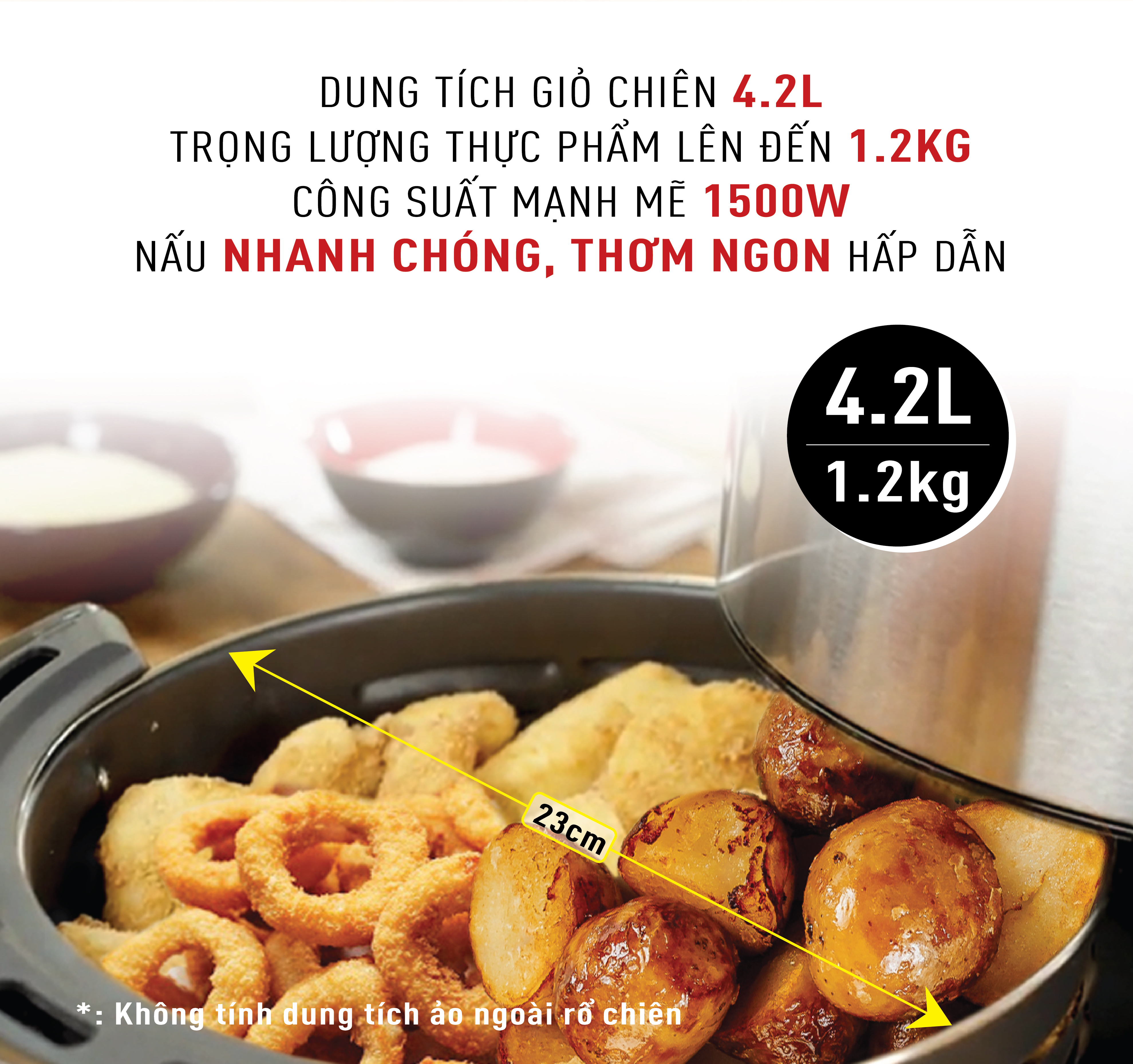 Nồi chiên không dầu cơ Tefal EY201D15, giỏ chiên 4.2L/1.2kg - Hàng chính hãng