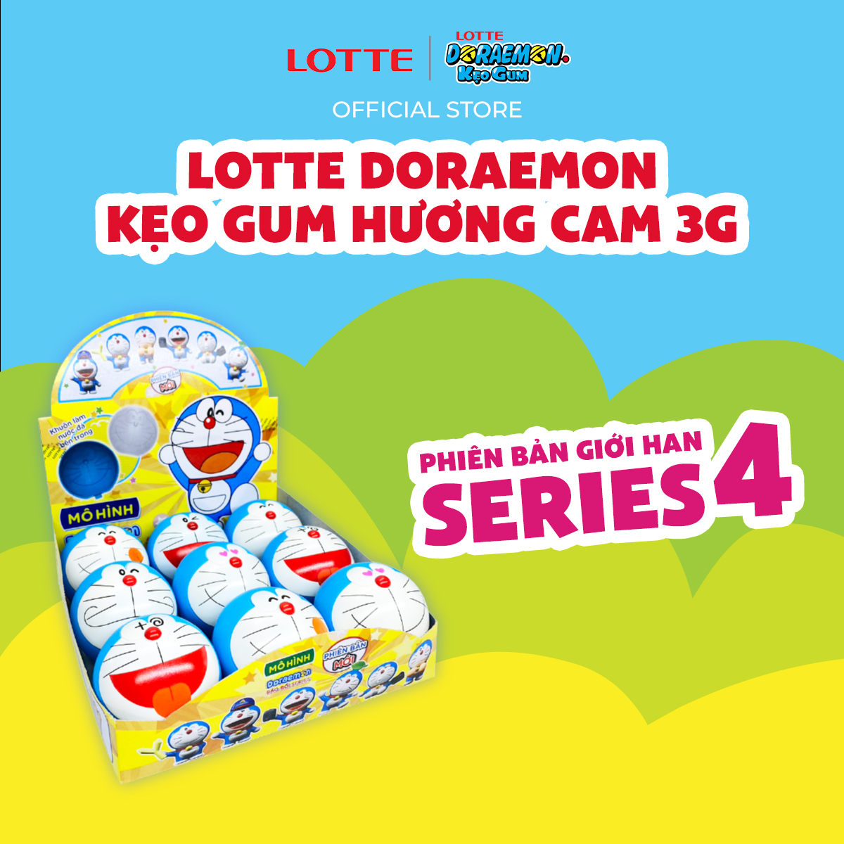 Lotte Doraemon - Kẹo gum hương cam 3 g