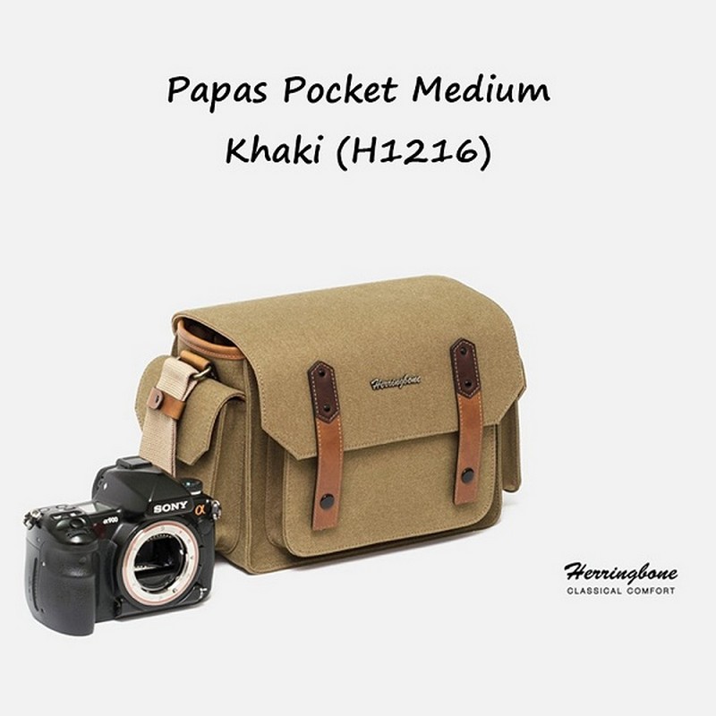 Túi máy ảnh Herringbone Papaspocket 3 Medium - Khaki color - Hàng chính hãng