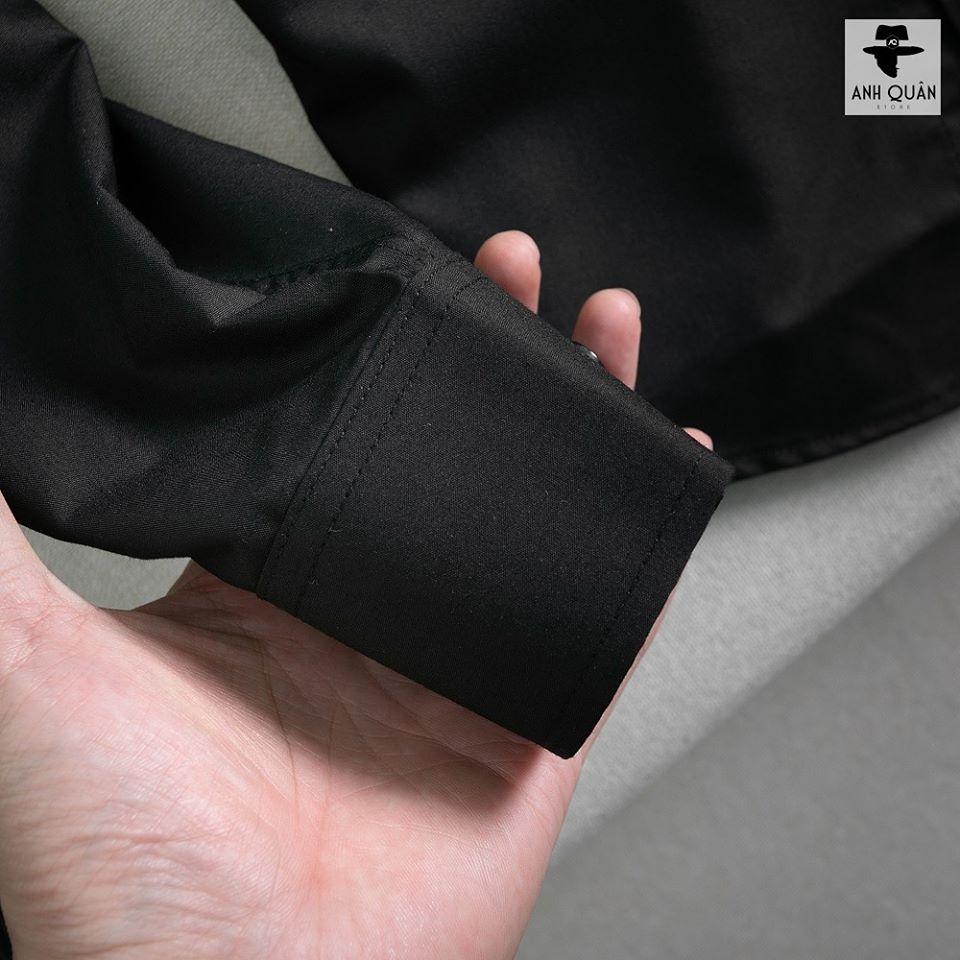 Sơ Mi Nam Màu Đen Vải Cotton Lụa Mềm Mịn