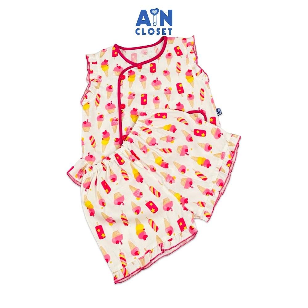 Bộ quần áo Ngắn bé gái họa tiết Kẹo Ngọt hồng cotton - AICDBGJZUDQ4 - AIN Closet