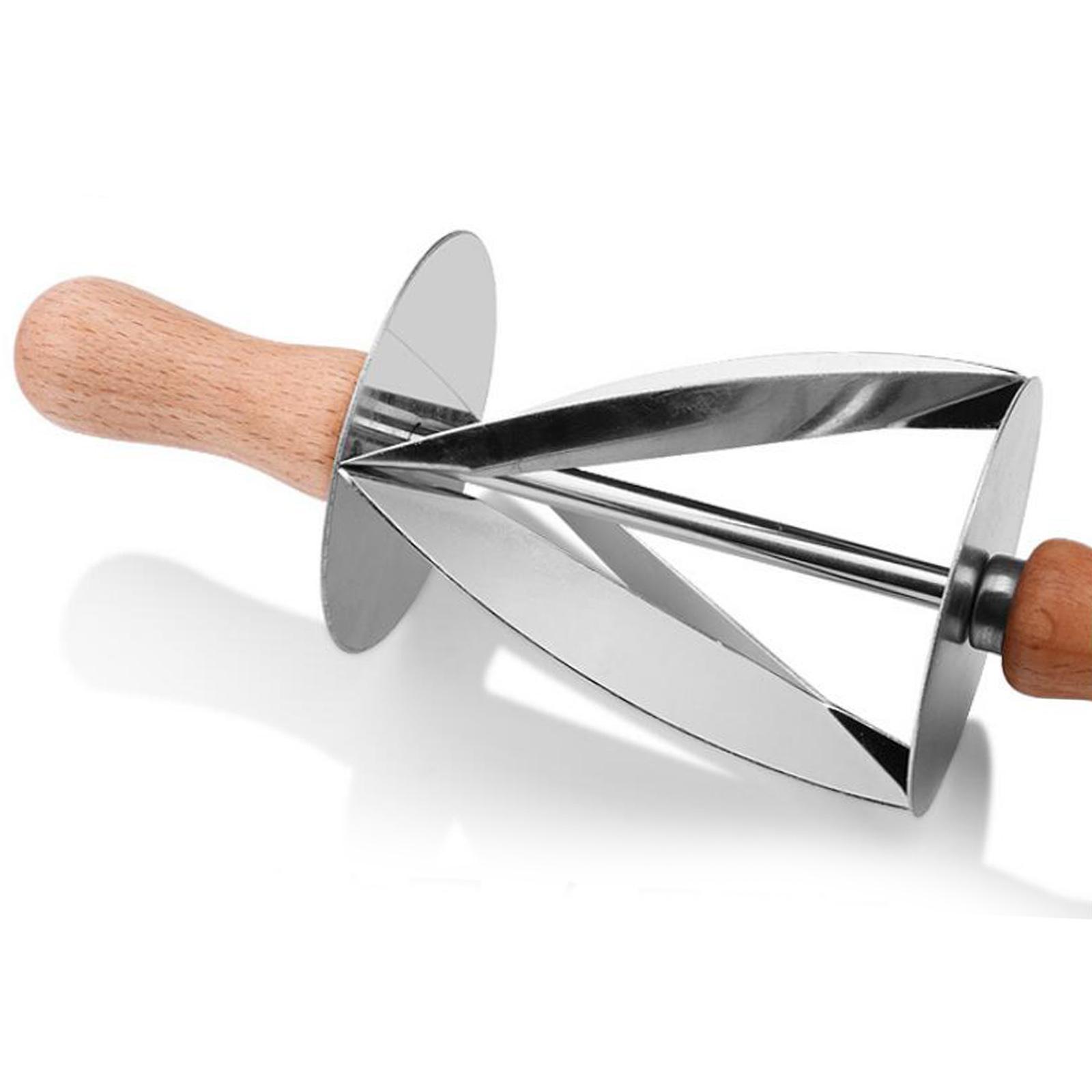 Stainless Steel Bread Cutter with Wooden Handle for Kitchen Baking Tools