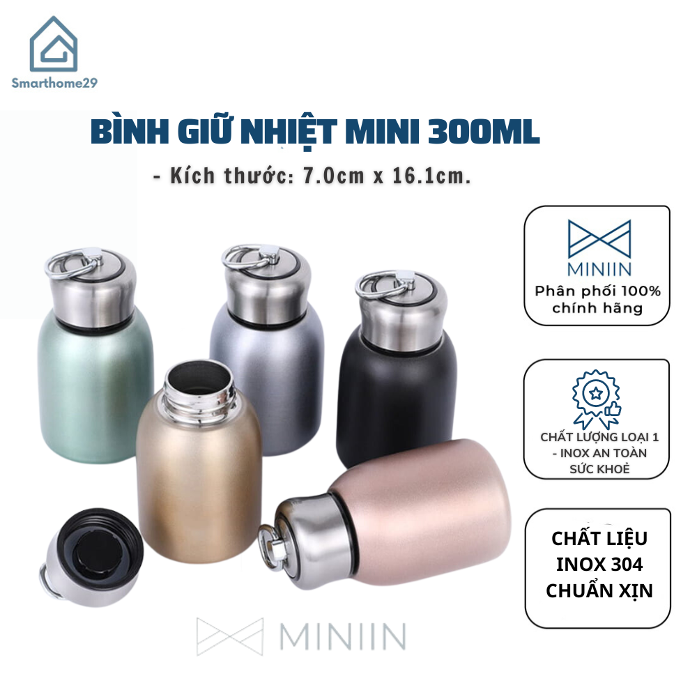 Bình Nước Giữ Nhiệt Mini Lõi Inox 304 300ml, Ly Giữ Nhiệt 5 Lớp Cách Nhiệt Cao Cấp Giữ Nhiệt Lên Đến 12 Giờ - HÀNG CHÍNH HÃNG MINIIN