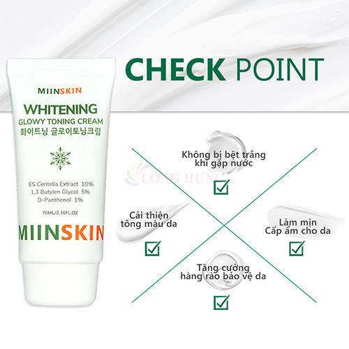 Kem dưỡng trắng nâng tông MIINSKIN Whitening Glowy Toning Cream (70ml) - Hàng chính hãng