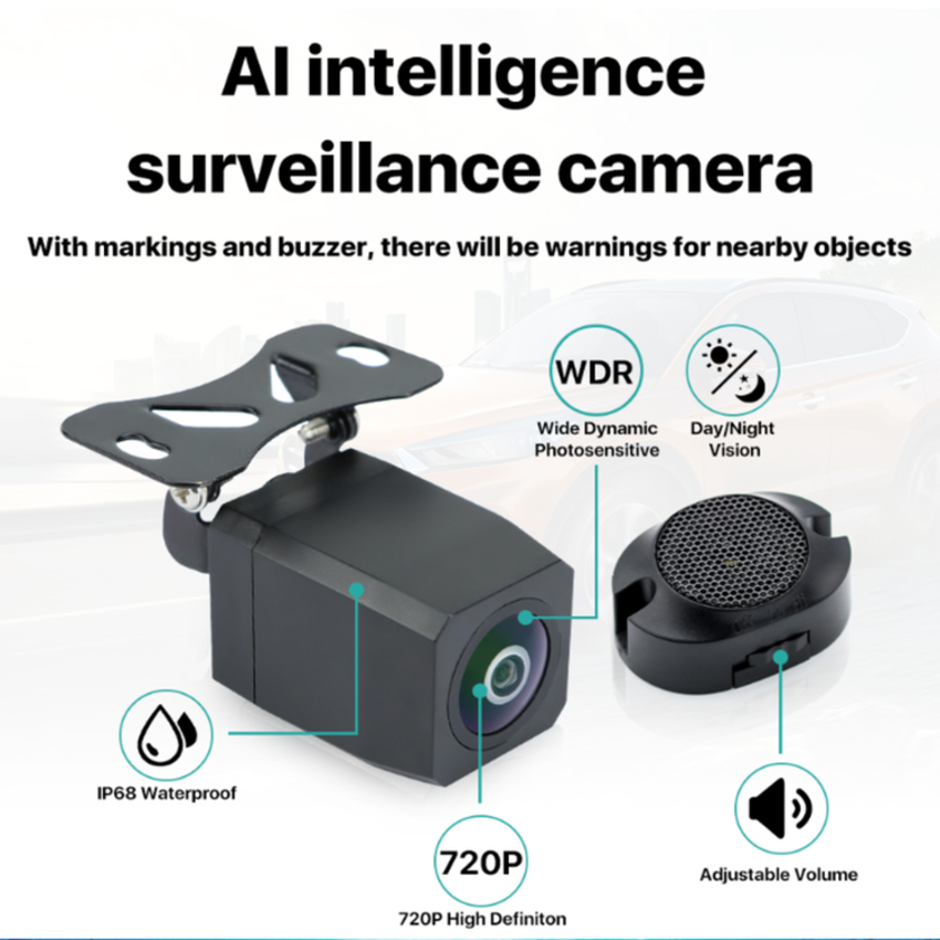 Camera Lùi phát hiện và cảnh báo người đi bộ và xe cộ, nhãn hiệu GreenYi AHD AIC816 1080P, cảnh báo ADAS, trí tuệ nhân tạo AI