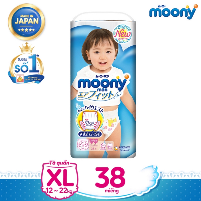 Tã quần cao cấp Moony dành cho bé gái XL38