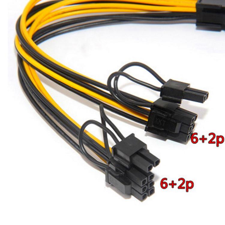 Cpu hoặc GPU 8Pin sang 2 * 8pin Card đồ họa cho thợ mỏ Đôi PCI-E PCIe 8Pin Bộ chia nguồn Cáp dây 21cm