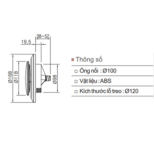 Miệng gió điều chỉnh lưu lượng gió DGS-100P Himpel Hàn Quốc-Hàng chính hãng