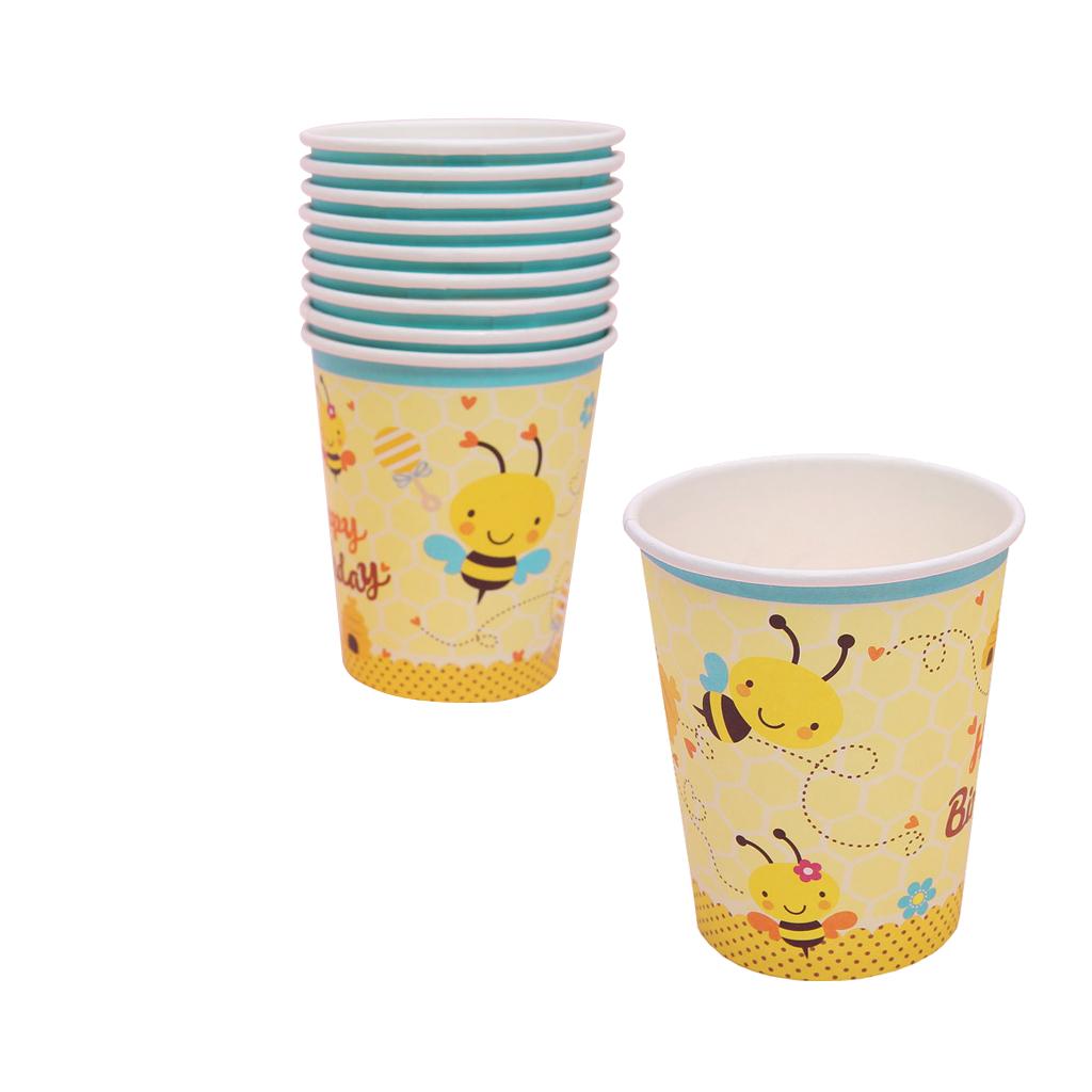 Pack of 10pcs Honeybee Paper Disposable Cups Party Tableware Baby Shower
